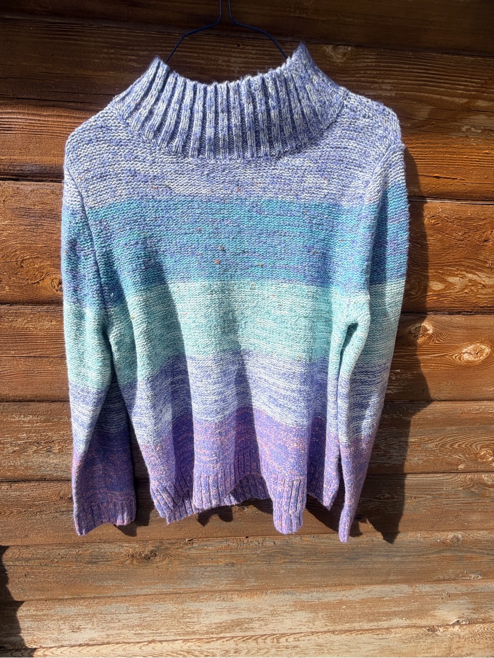 Verve Ami Speckled Sky Blue Knit Turtleneck Sweater